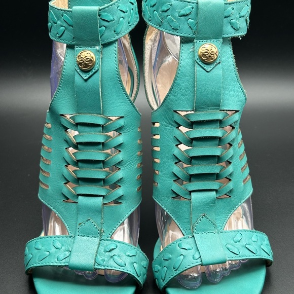 Guess GW Corale Teal Green Gladiator Heel  Open Toe Sandals Size 9 NWOT - Picture 3 of 12